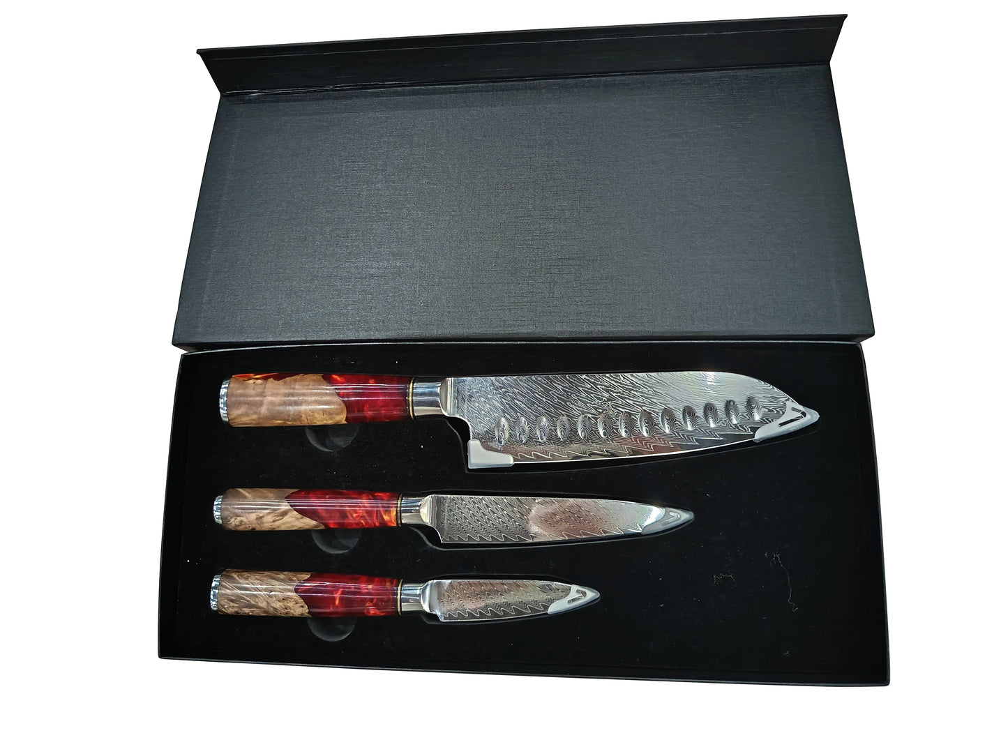 3-teiliges Santoku Messer-Set aus 67-lagigem Damaststahl - TOLLzWOOD