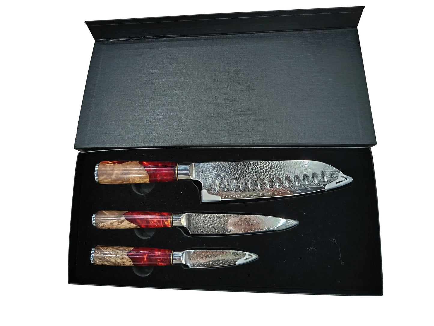 3-teiliges Santoku Messer-Set aus 67-lagigem Damaststahl - TOLLzWOOD