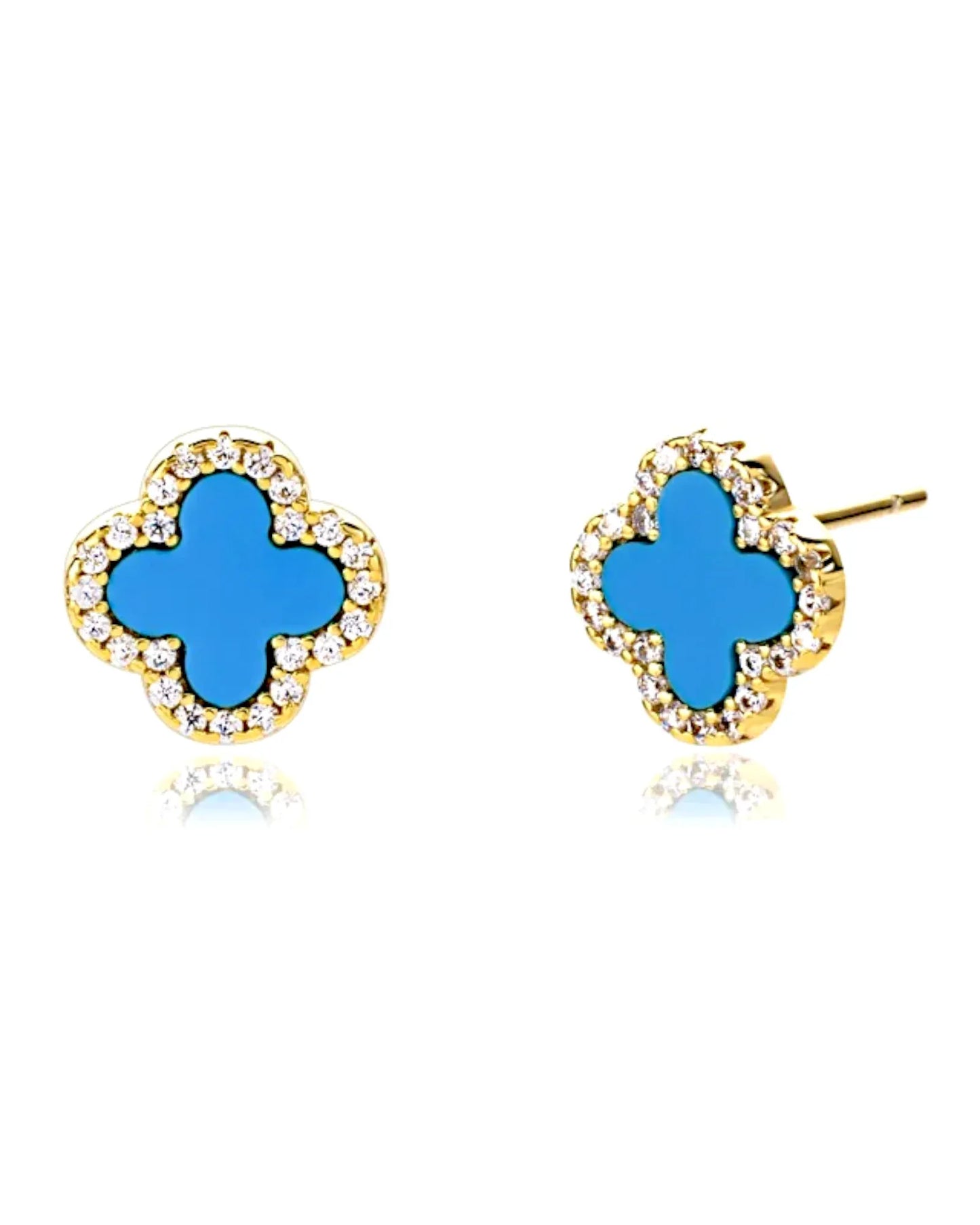 Schmuck Ohrringe "Clover" aus 925er in goldblau Farbe - TOLLzWOOD