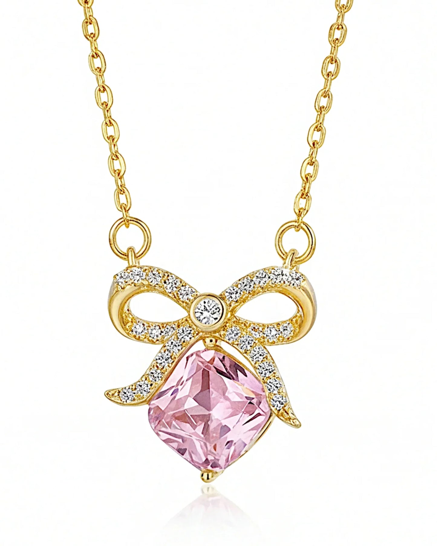 Halskette aus 925er Sterlingsilber mit einem großen rosa Zirkon - TOLLzWOOD