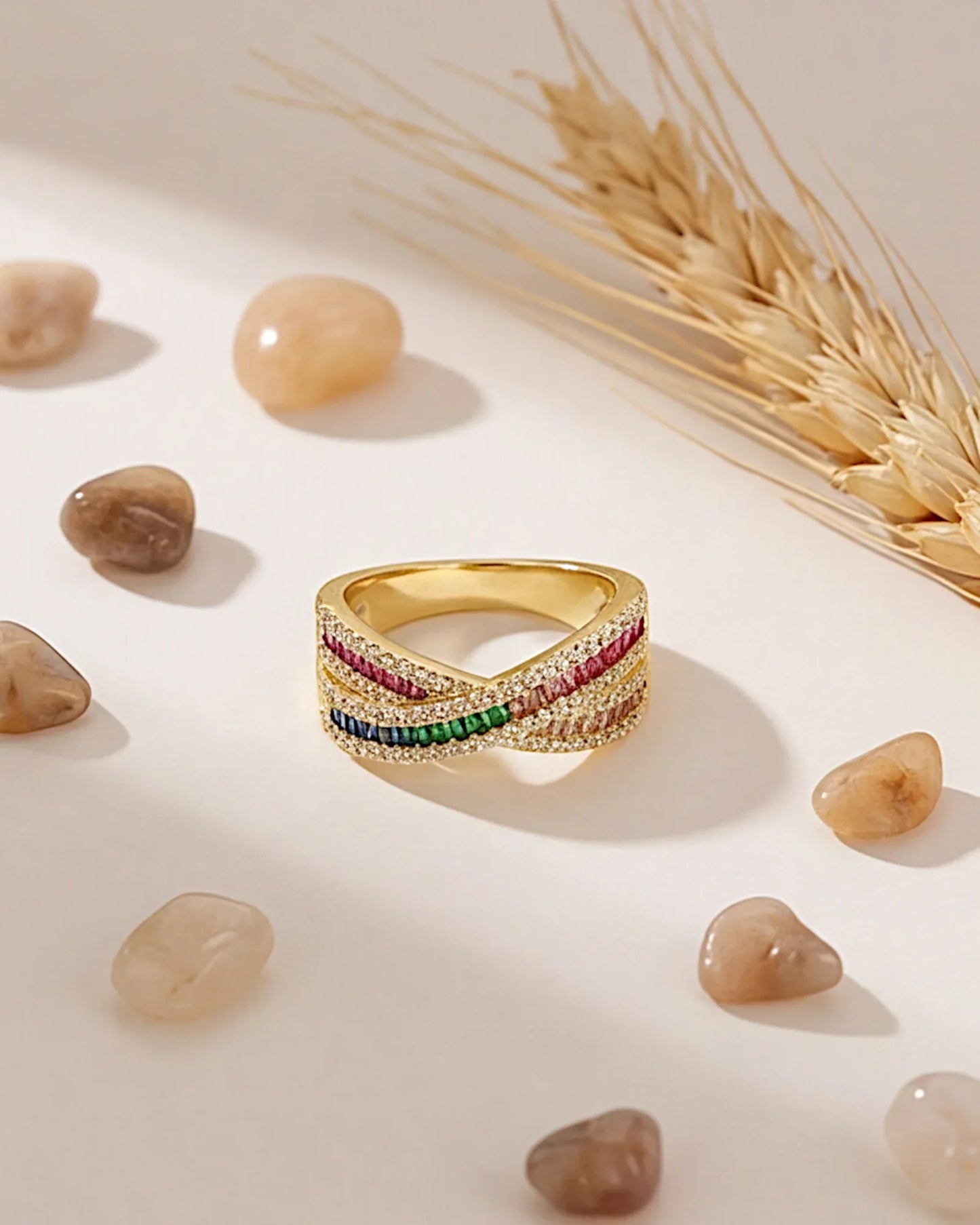 Ring aus 925er Sterlingsilber mit mehrfarbigen Zirkonen - TOLLzWOOD