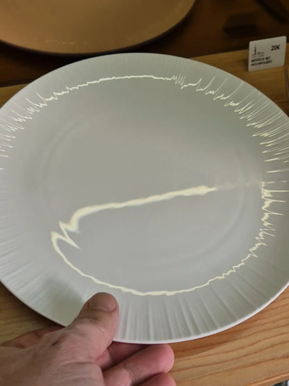 Weiß Porzellanteller mit Randstruktur 26.2 cm - TOLLzWOOD