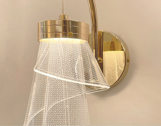 Wall lamp with glass cylinder, gold-colored