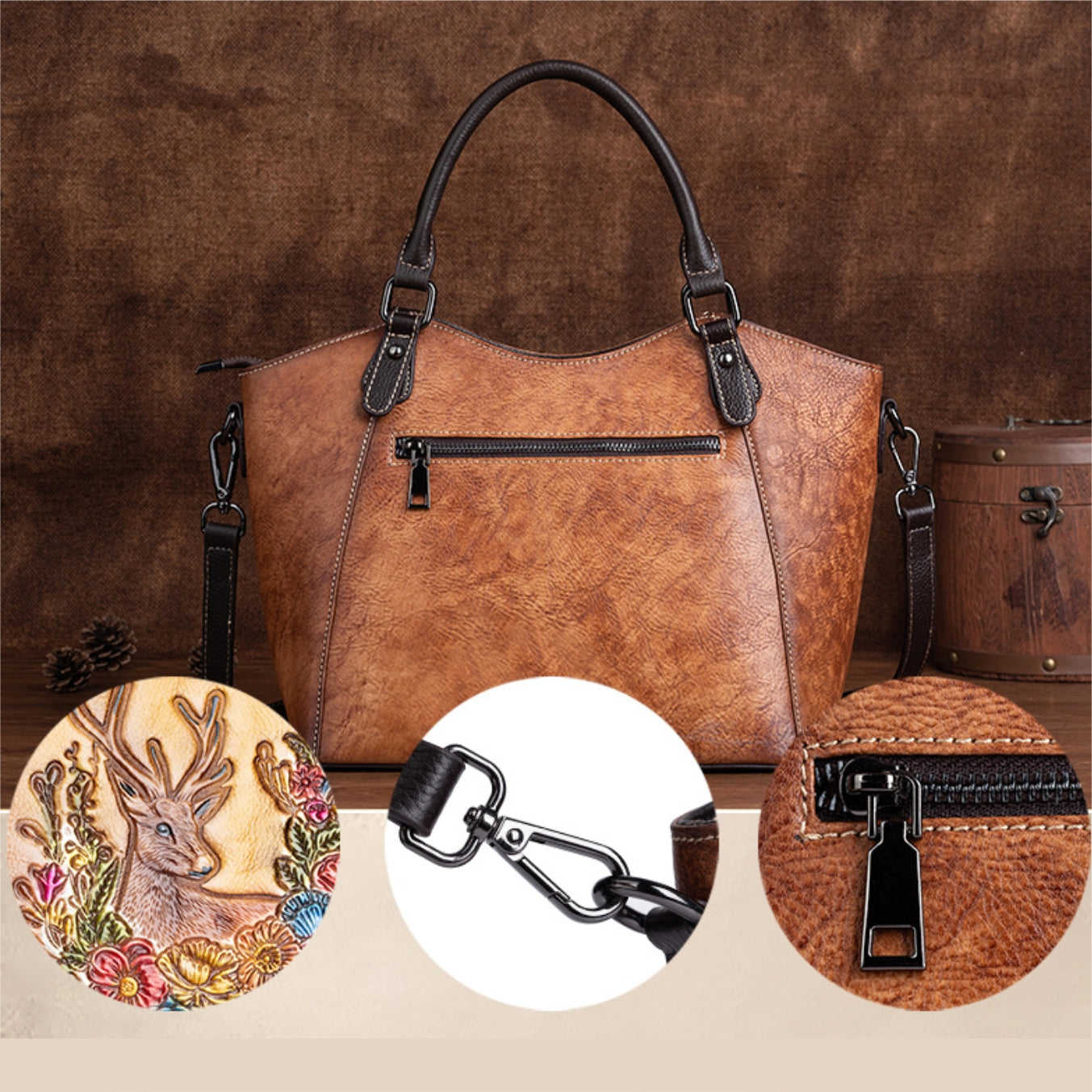 Hand-painted leather handbag – model FG9161