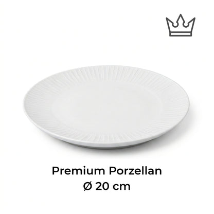 Porcelain plate "White" – with rim texture