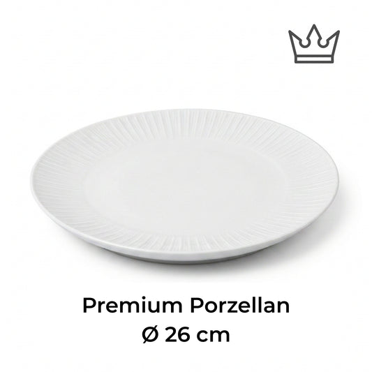 Porcelain plate "White" – with rim texture