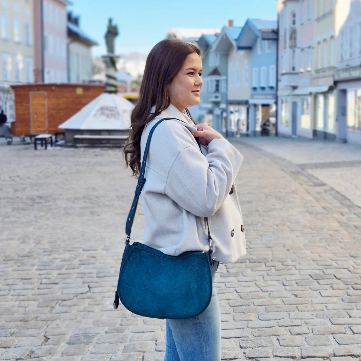 Leder Handtasche "Mohn" - TOLLzWOOD
