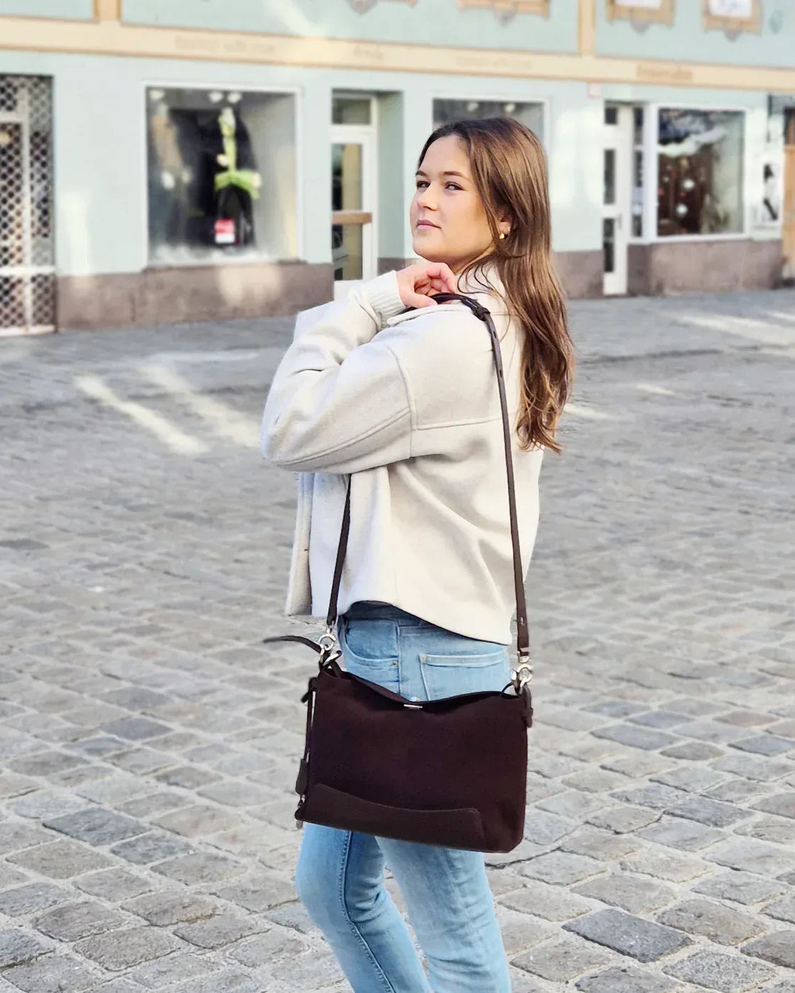 Leder Handtasche "Salbei" - TOLLzWOOD