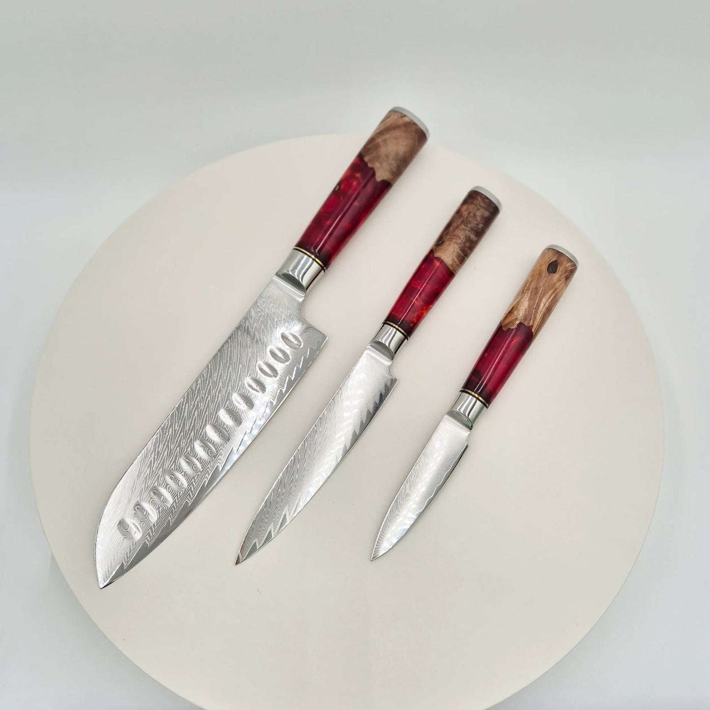 3-teiliges Santoku Messer-Set aus 67-lagigem Damaststahl - TOLLzWOOD