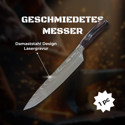 Kochmesser 8" - 5CR15 Stahl - Damast-Laser-Muster