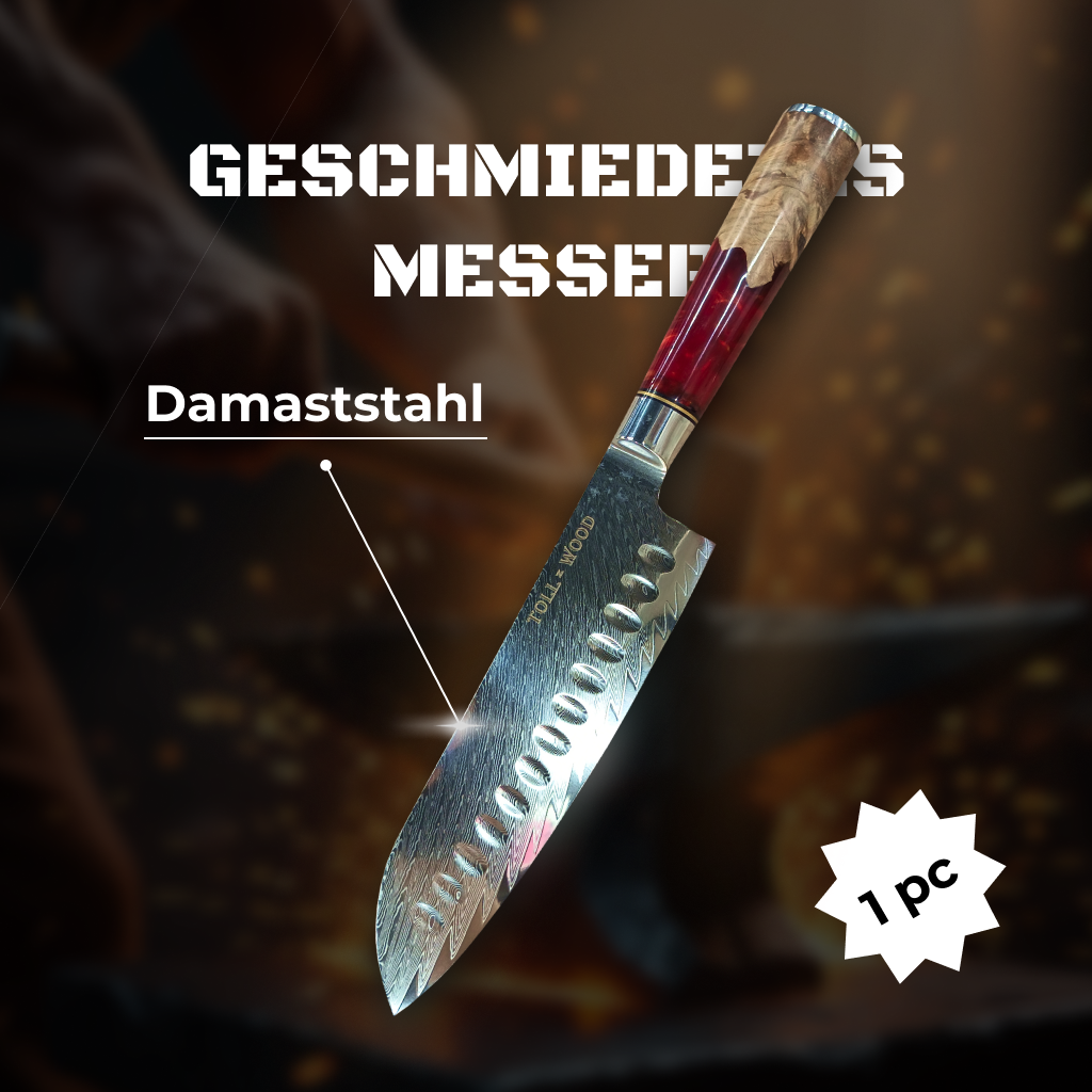 7,5'' Santoku-Messer - Damaststahl, 67 Lagen - G10-Harzgriff