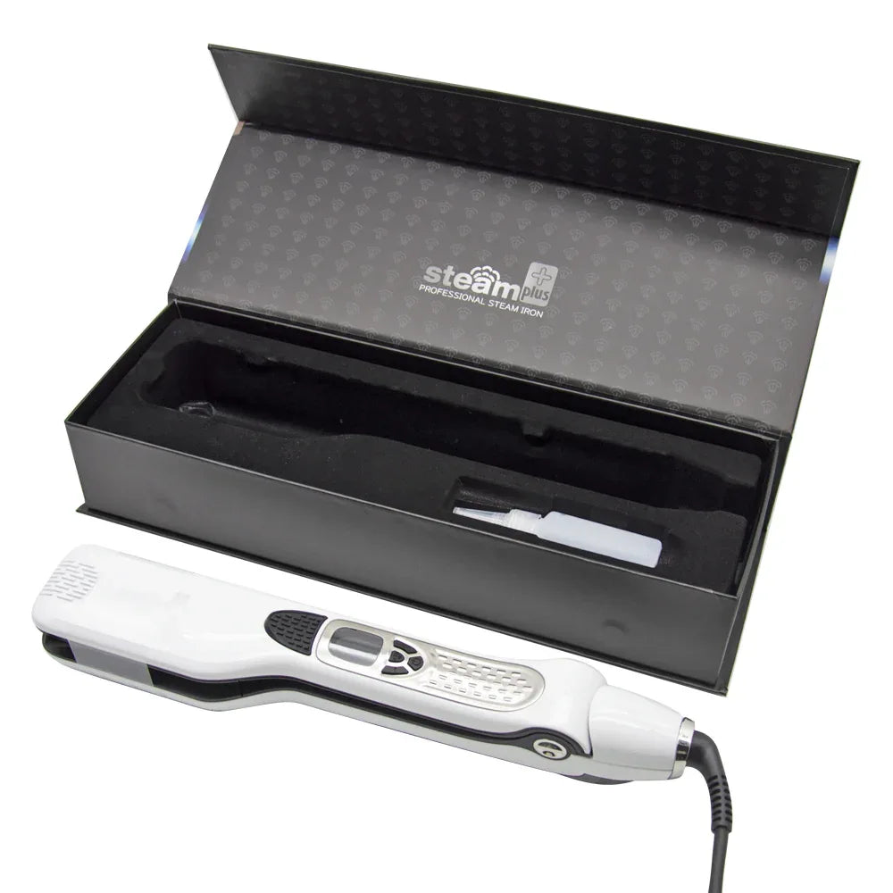 Dampfbügel-Haarglätter, Keramik, weiß - TOLLzWOOD