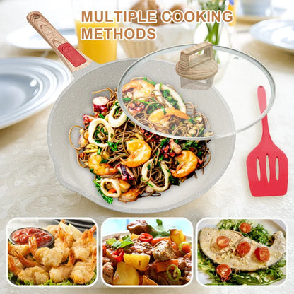 Keramik-Antihaftpfanne mit Glasdeckel - TOLLzWOOD