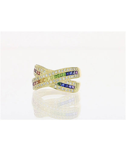 Ring aus 925er Sterlingsilber mit mehrfarbigen Zirkonen - TOLLzWOOD