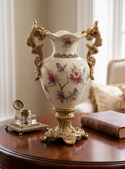 Keramikvase mit Blumenornament