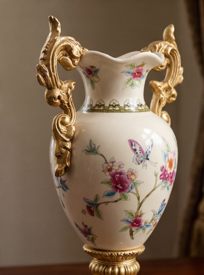 Keramikvase mit Blumenornament