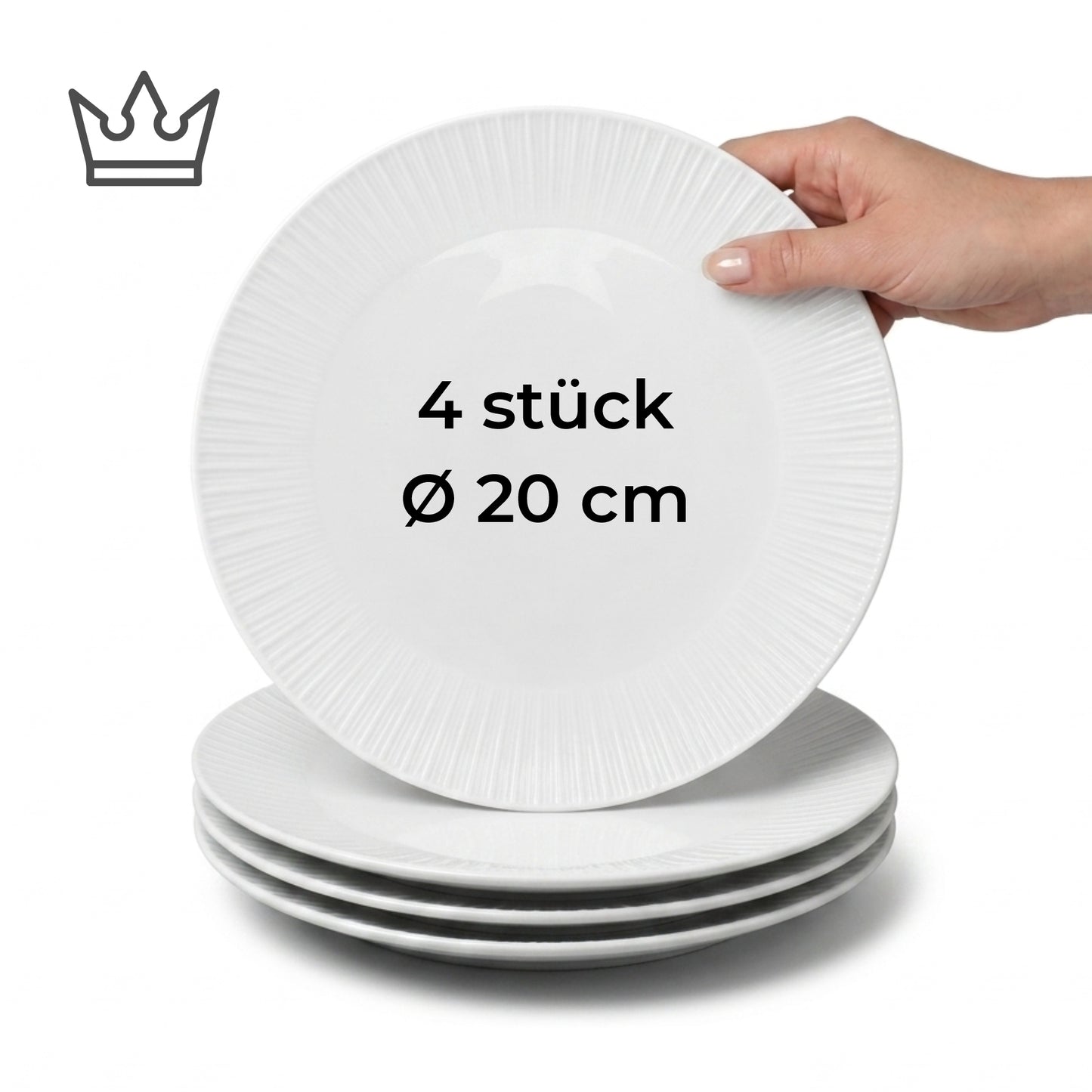 Porcelain plate "White" – with rim texture