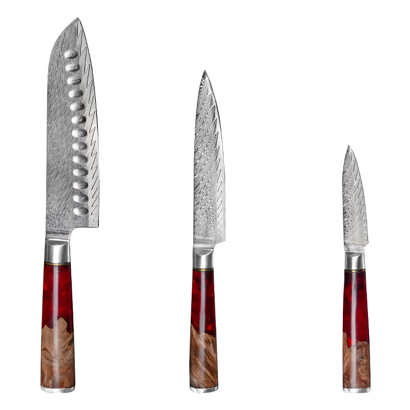 3-teiliges Santoku Messer-Set aus 67-lagigem Damaststahl