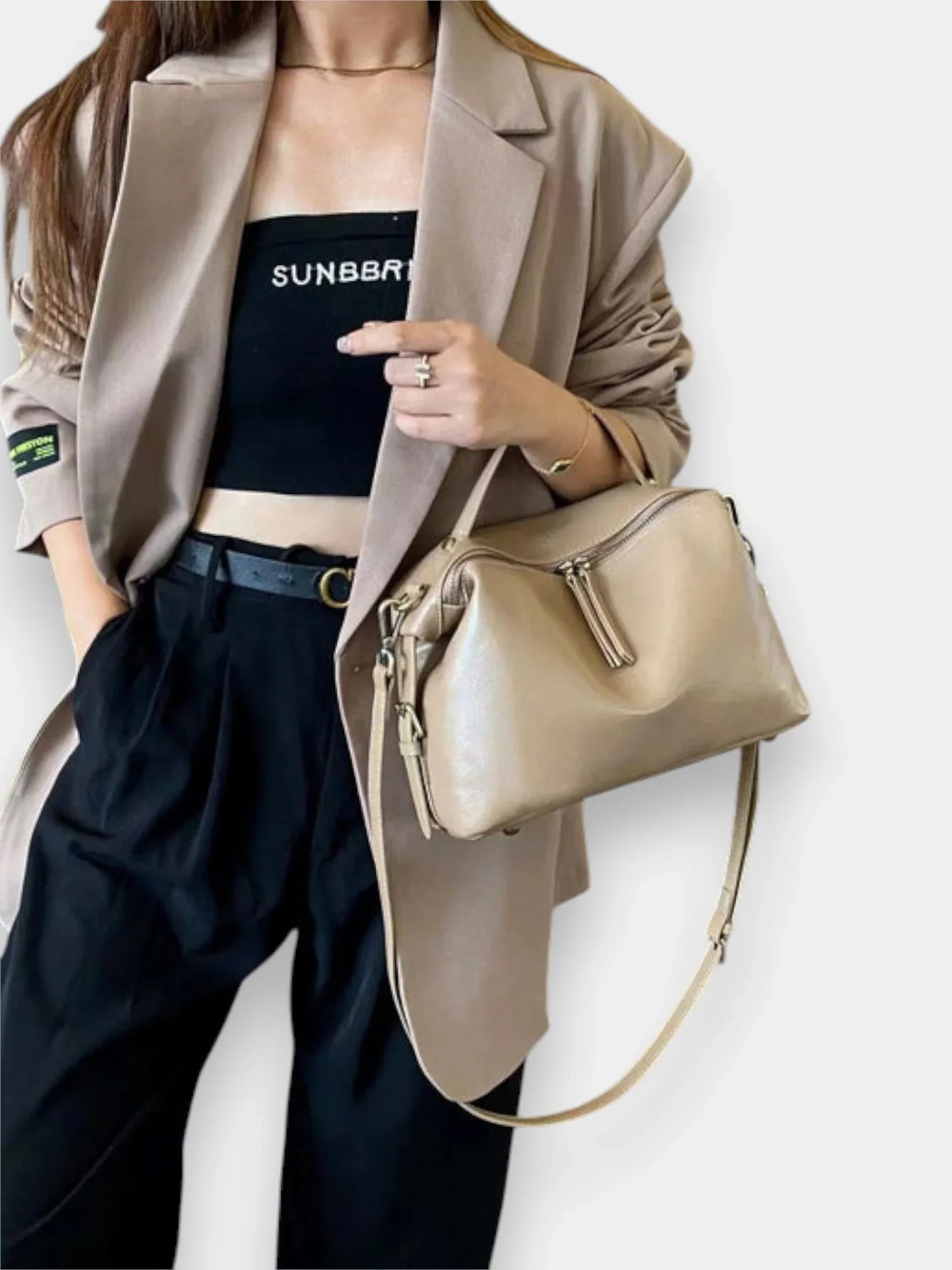 Leder Handtasche "Nelke" - TOLLzWOOD