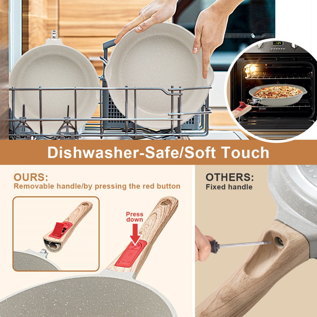 Ceramic non-stick pan with glass lid