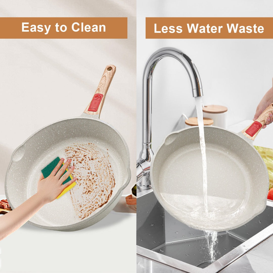 Ceramic non-stick pan with glass lid