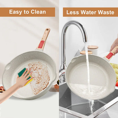 Keramik-Antihaftpfanne mit Glasdeckel - TOLLzWOOD