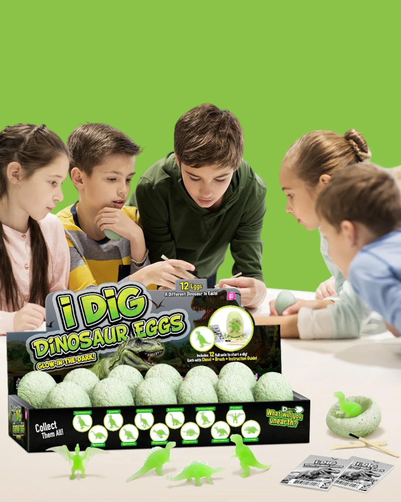 Plastic Glow Dino Egg Dig Kit, 12 Asst - TOLLzWOOD