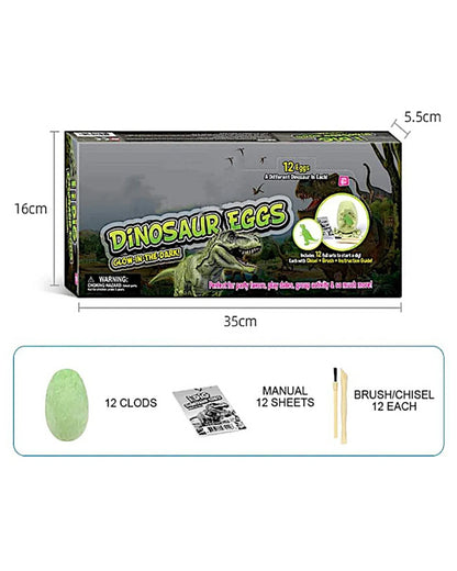 Plastic Glow Dino Egg Dig Kit, 12 Asst - TOLLzWOOD