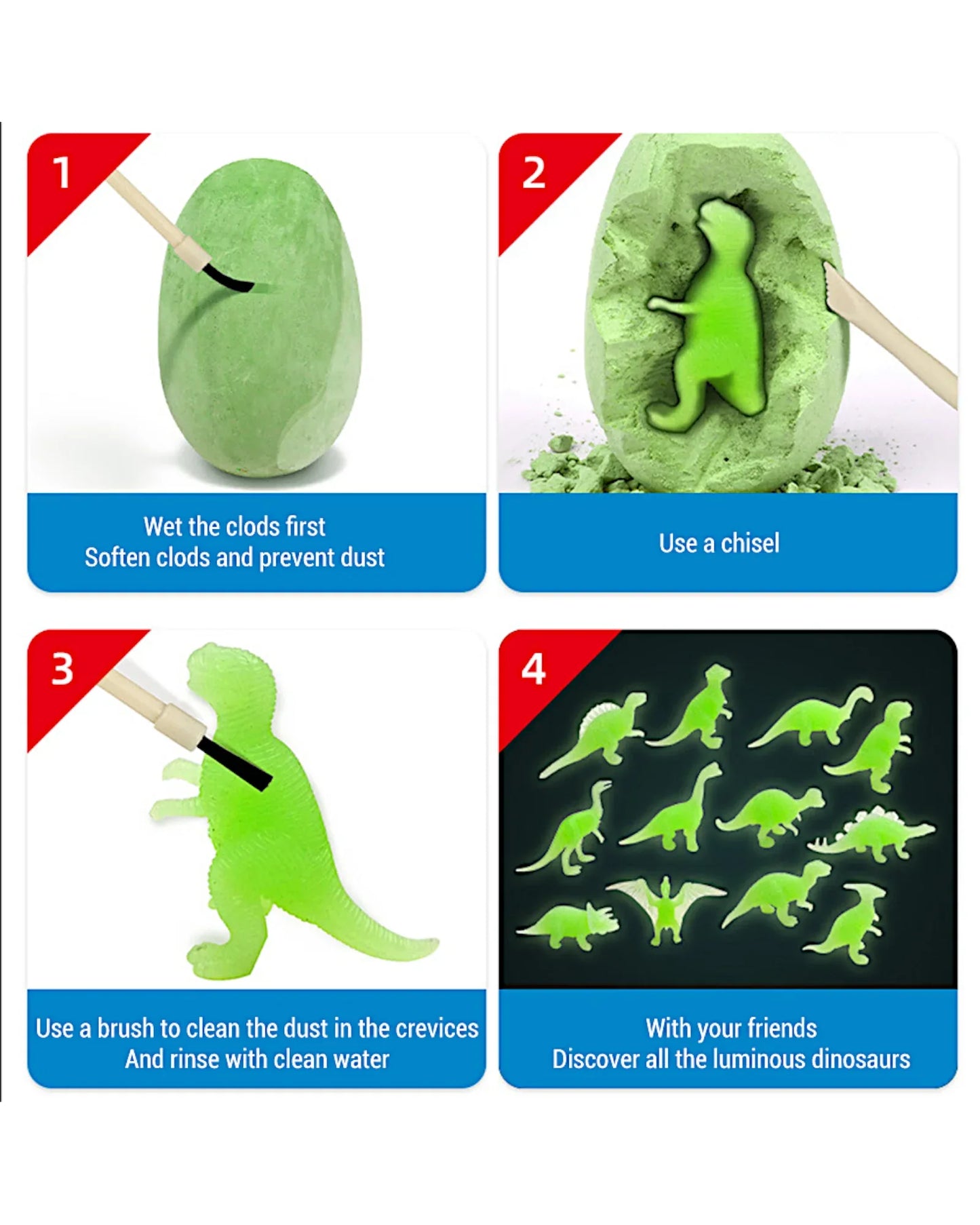 Plastic Glow Dino Egg Dig Kit, 12 Asst - TOLLzWOOD