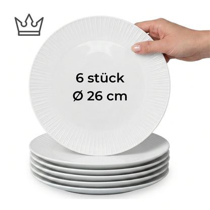 Porcelain plate "White" – with rim texture