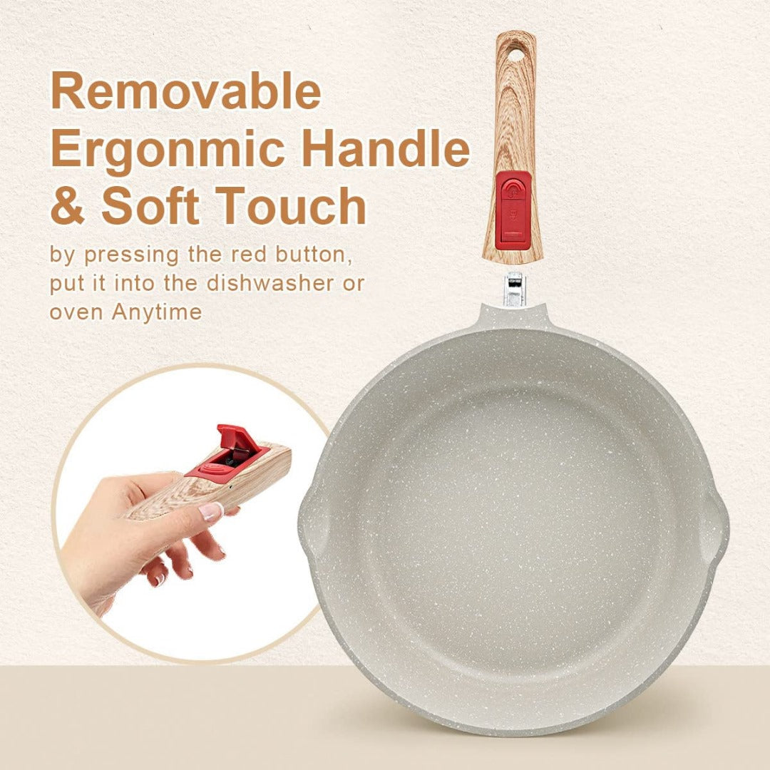 Ceramic non-stick pan with glass lid