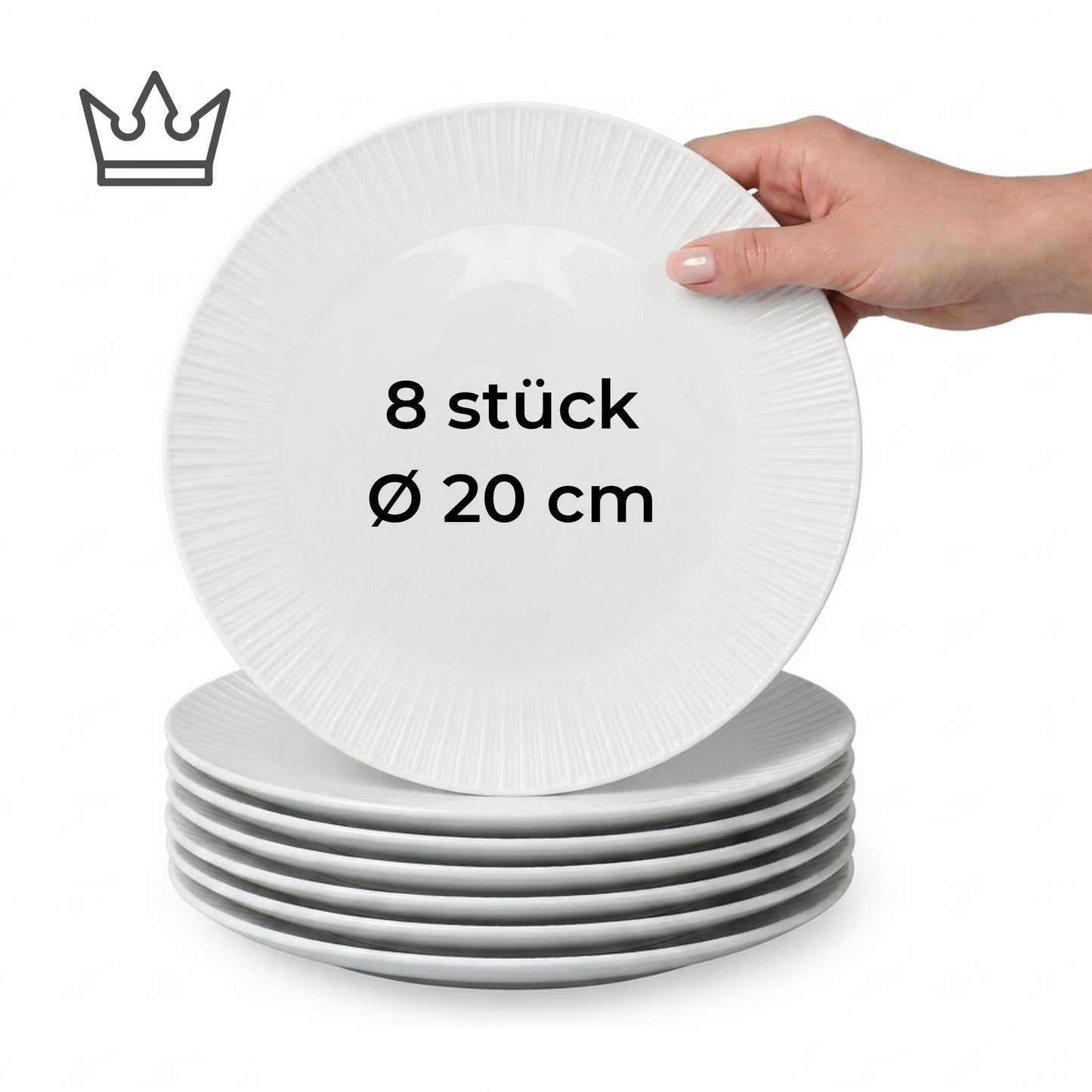 Porcelain plate "White" – with rim texture