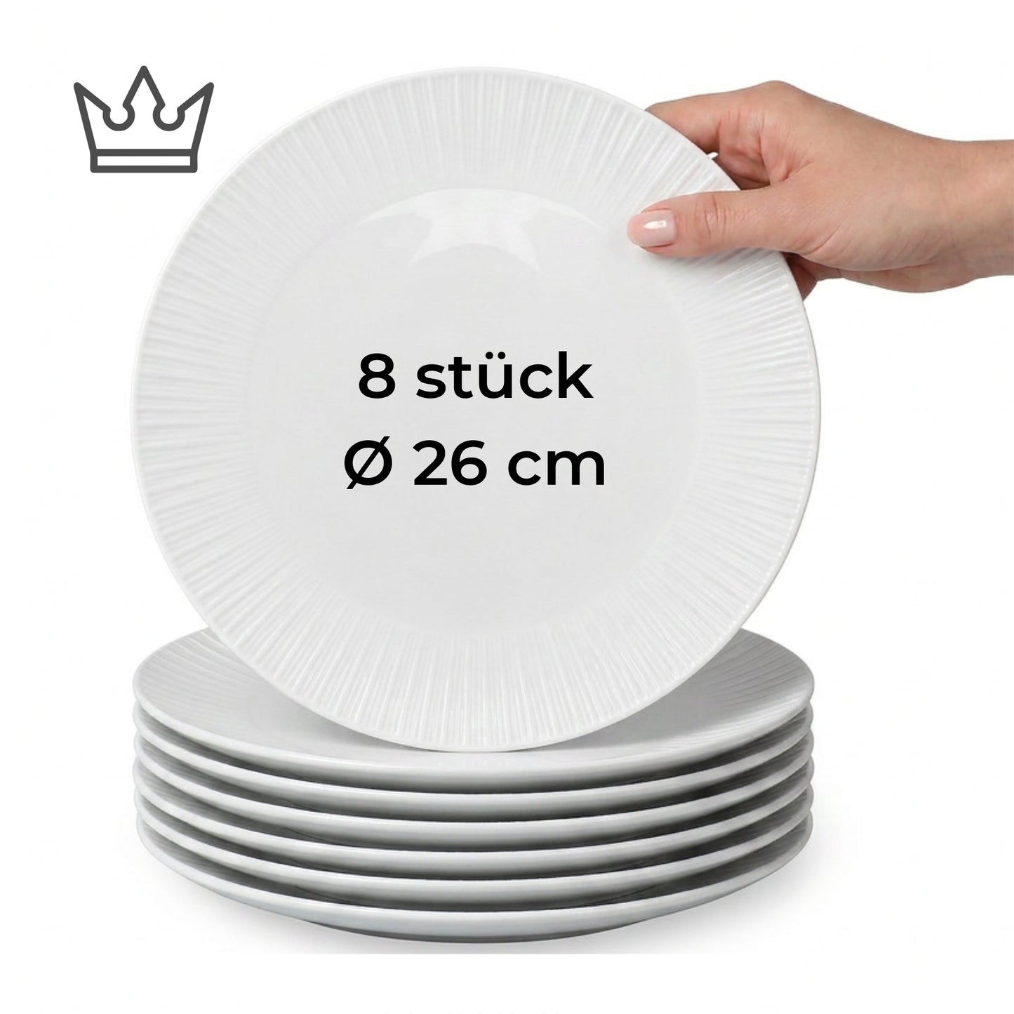 Porcelain plate "White" – with rim texture