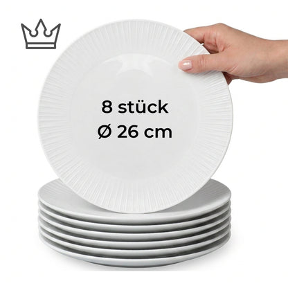 Porcelain plate "White" – with rim texture