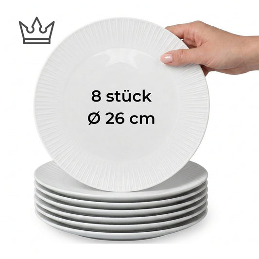 Porcelain plate "White" – with rim texture