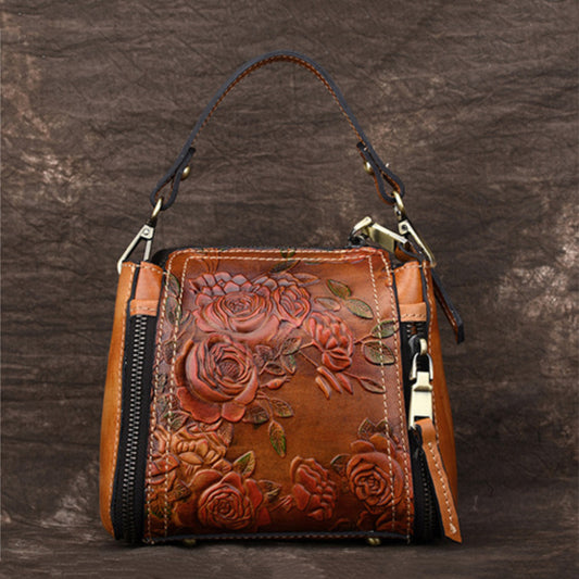 Leder-Handtasche mit Prägung – Modell W884