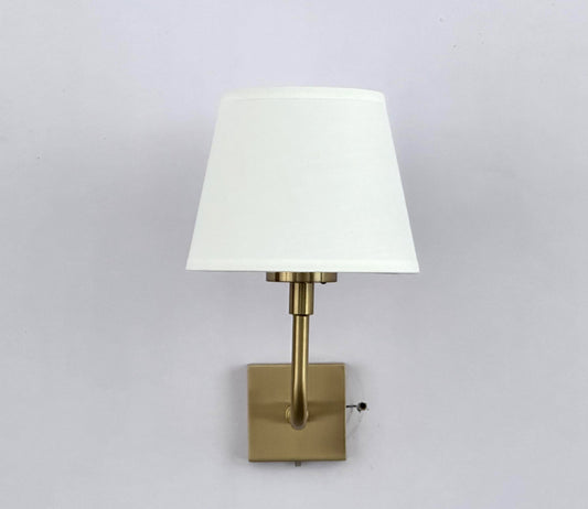 Wandleuchte aus Eisen mit Stoffschirm, goldfarben