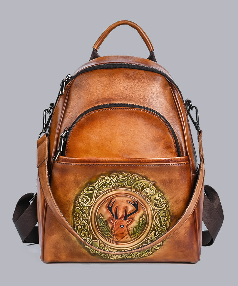 Leder-Rucksack mit Löwenprägung – Modell FG9157