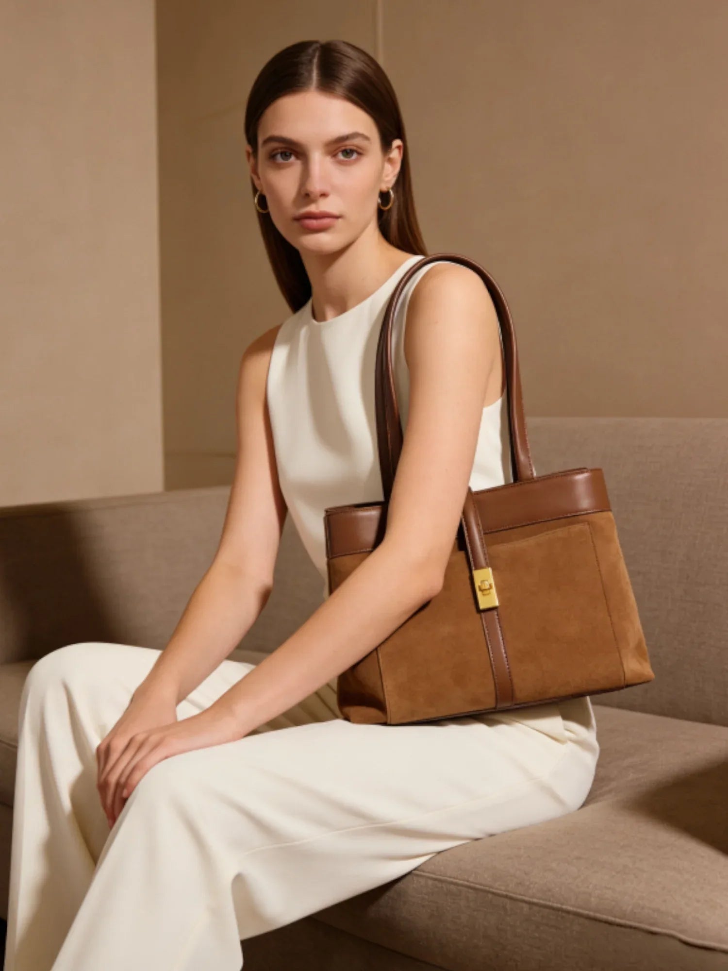 Braune Leder Handtasche - TOLLzWOOD