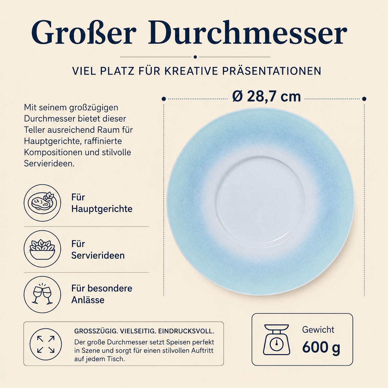 Porcelain plate "Blue" serving – model Porz