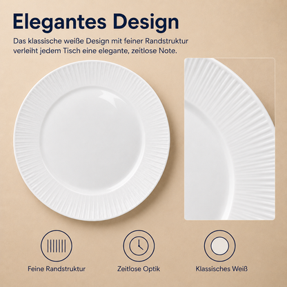 Porcelain plate "White" – with rim texture