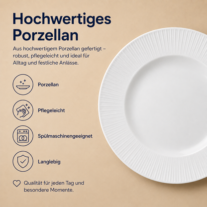 Porcelain plate "White" – with rim texture