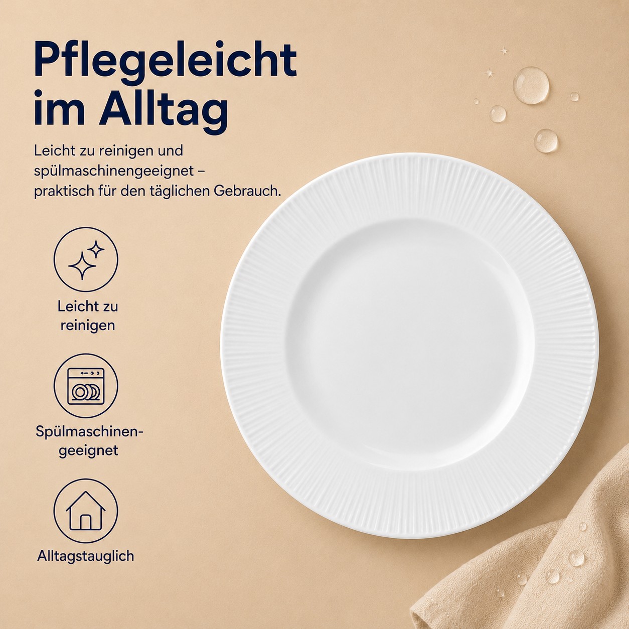 Porcelain plate "White" – with rim texture