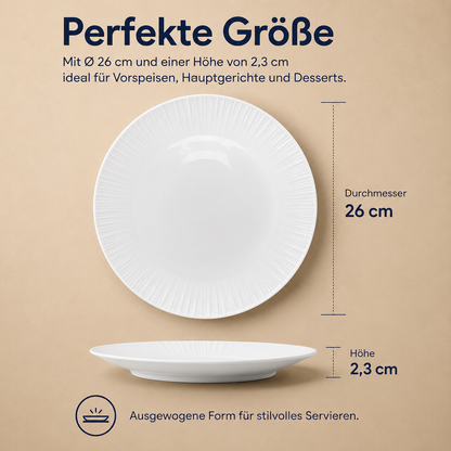 Porcelain plate "White" – with rim texture