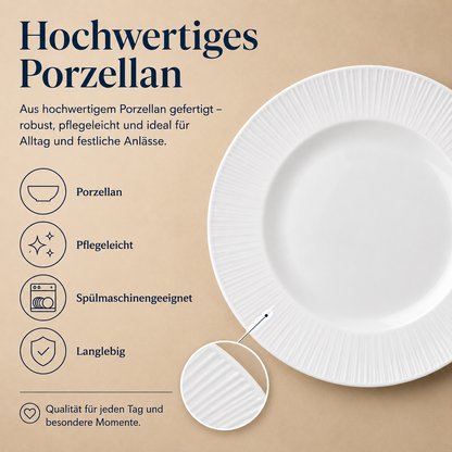 Porcelain plate "White" – with rim texture