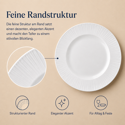 Porcelain plate "White" – with rim texture