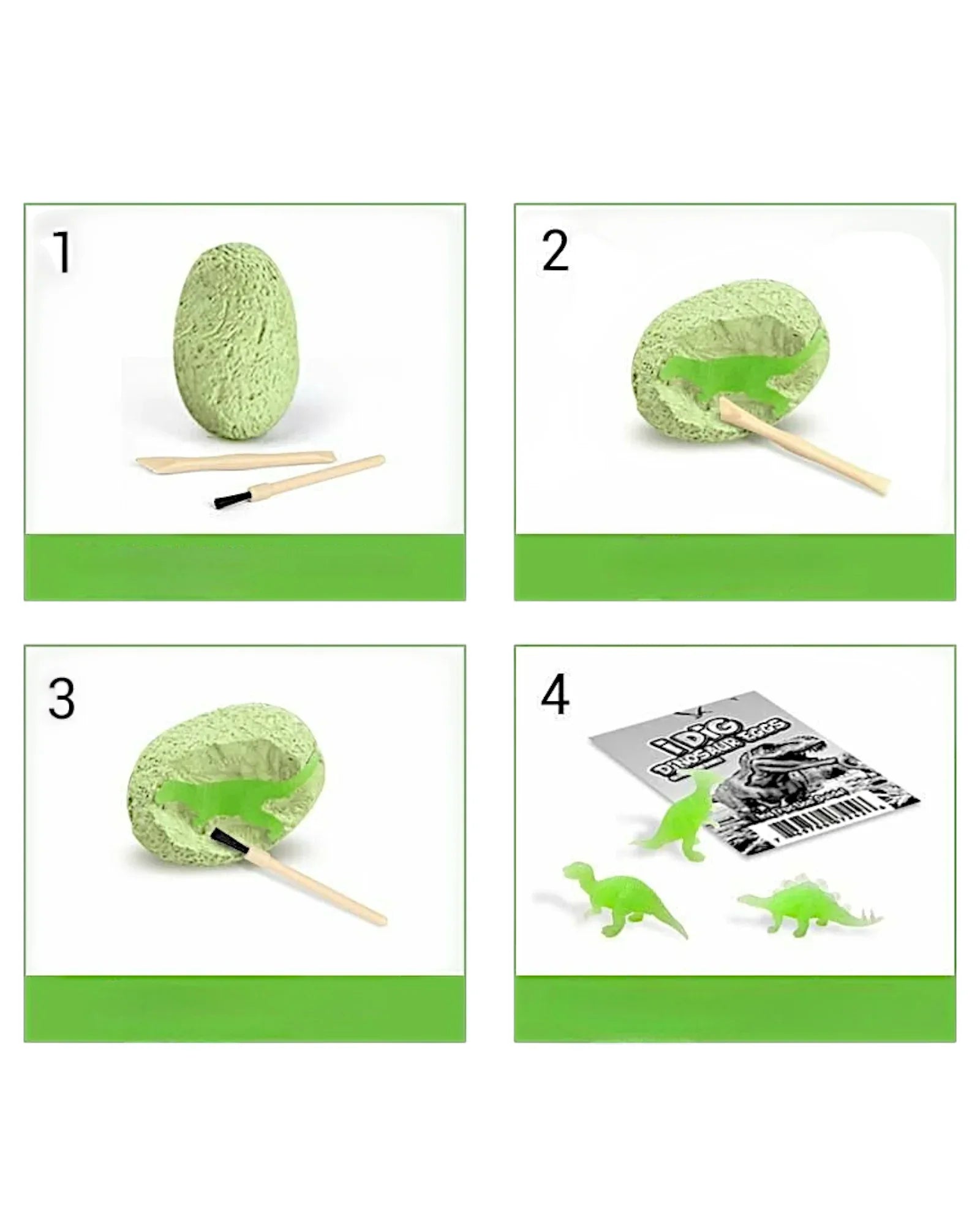 Plastic Glow Dino Egg Dig Kit, 12 Asst - TOLLzWOOD