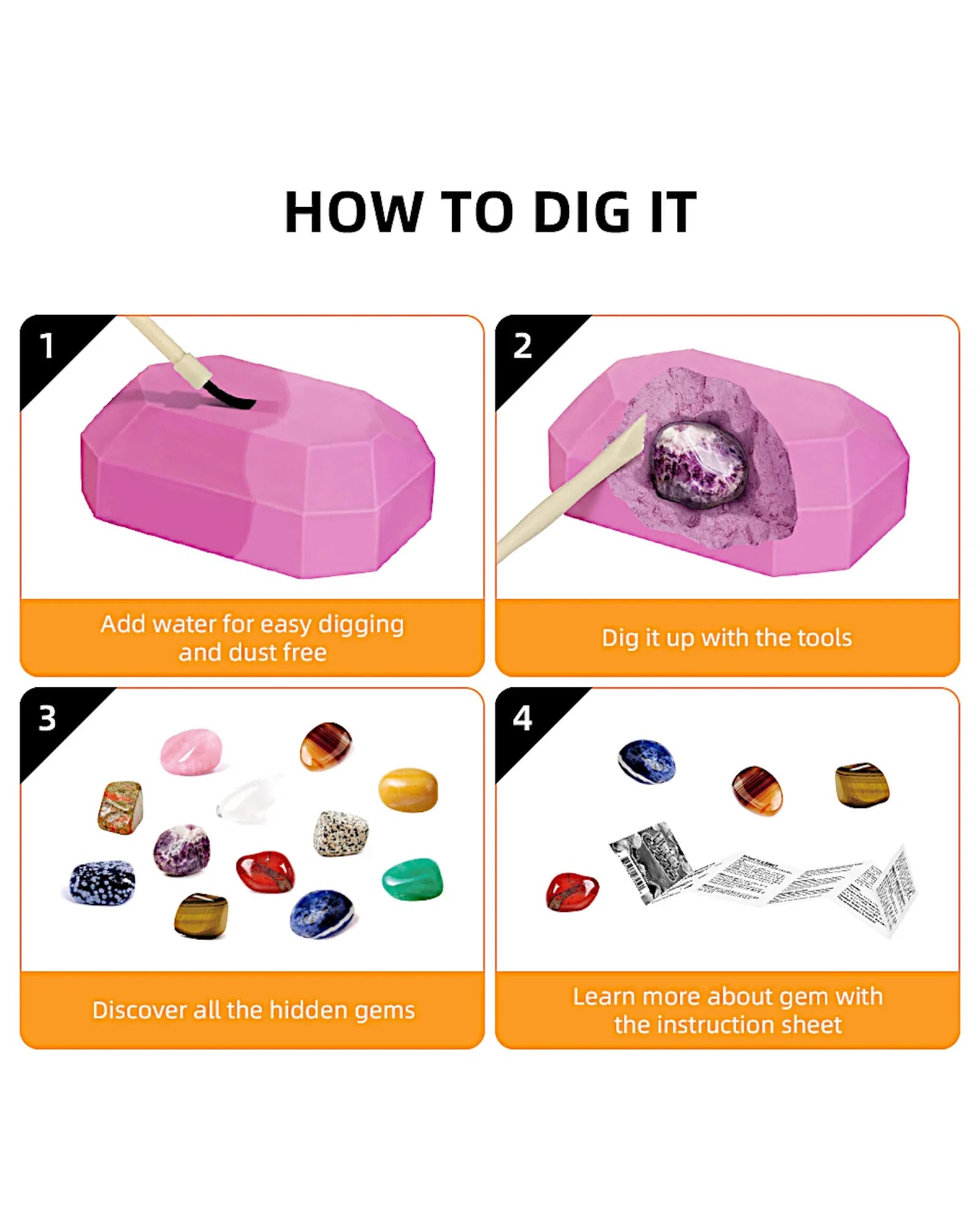 Edelstein-Ausgrabungsset, 12-teilig - TOLLzWOOD