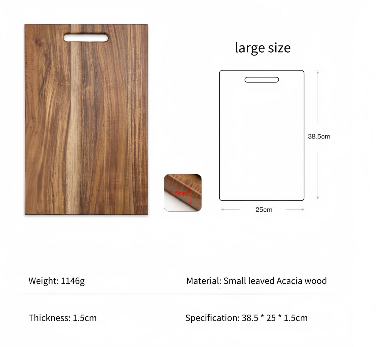 Cutting board set made of winter acacia