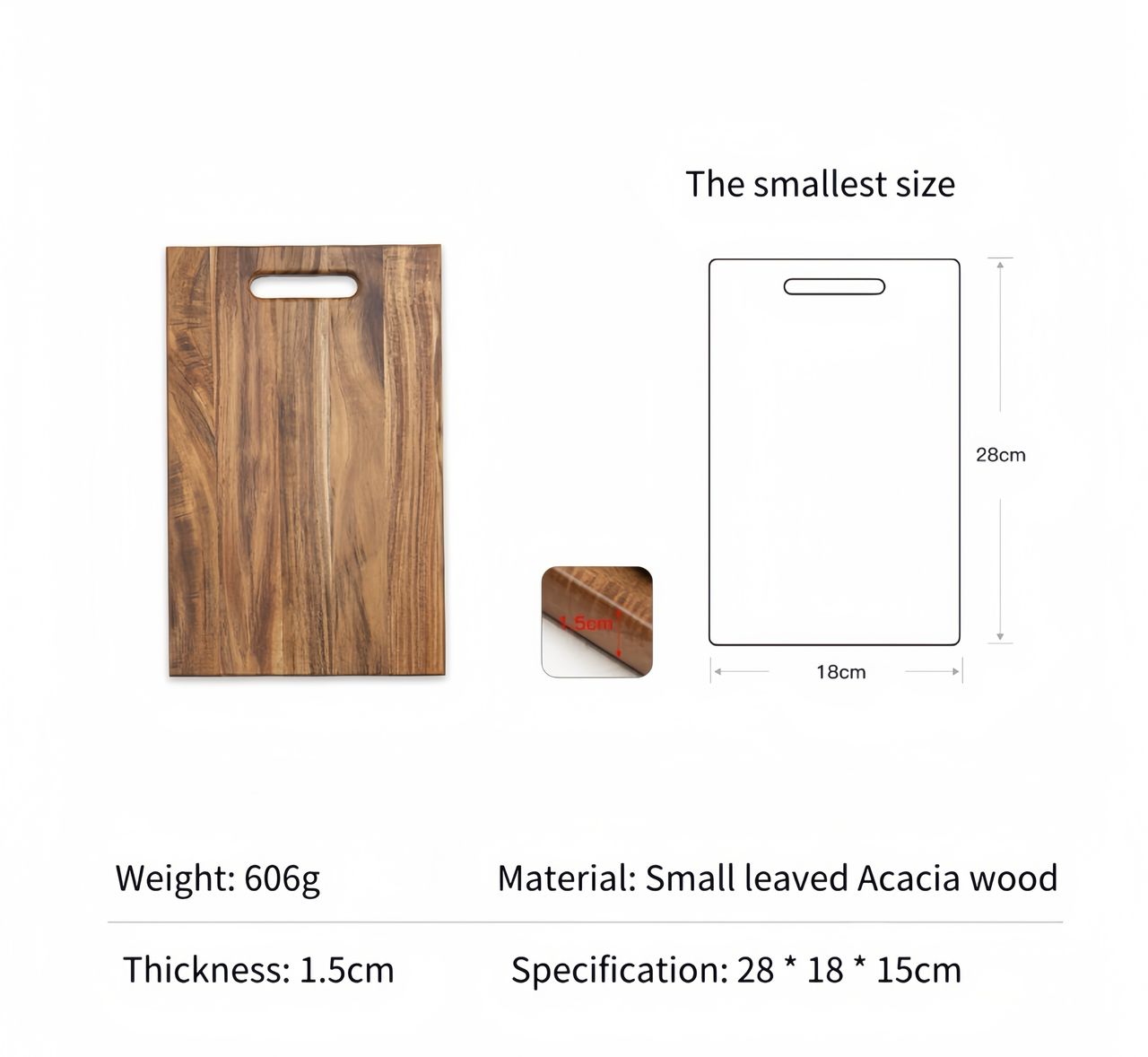 Cutting board set made of winter acacia